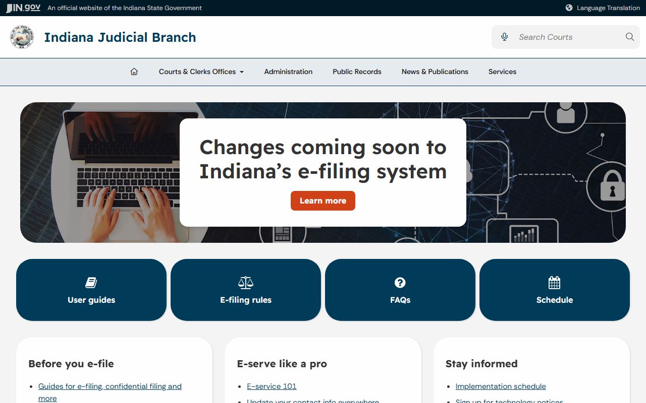 Indiana e-filing resource for Blackford County Superior Court and Circuit Court filings