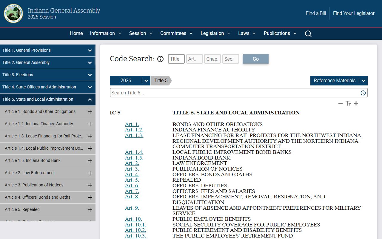 Indiana Code title page used for Indiana public records law and Blackford County court access context