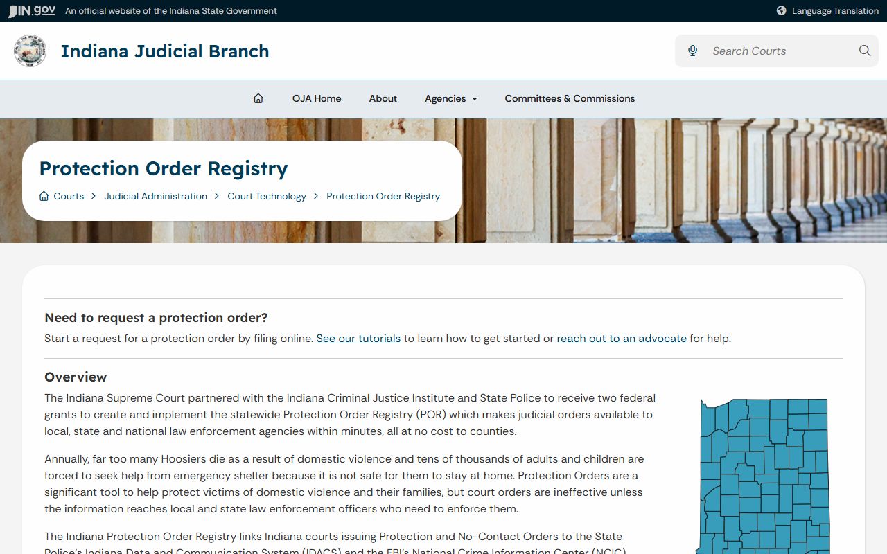 Blackford County court records protection order registry