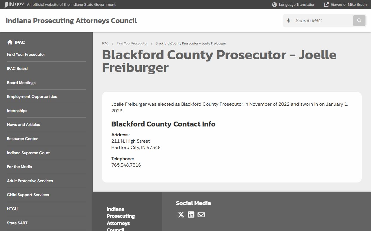 Blackford County criminal court records prosecutor listing