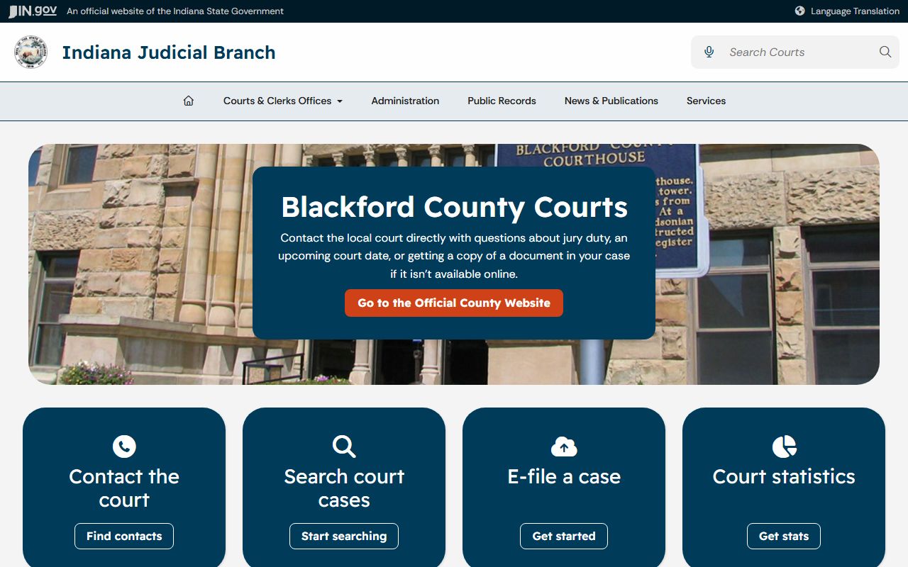 Blackford County court records Indiana courts gateway