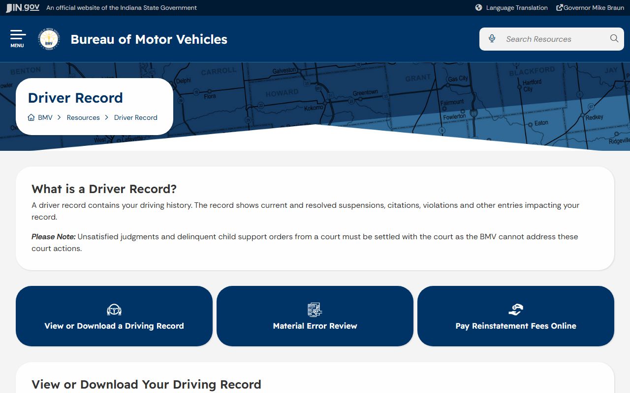 Indiana MyCase traffic citation and case search for Blackford County